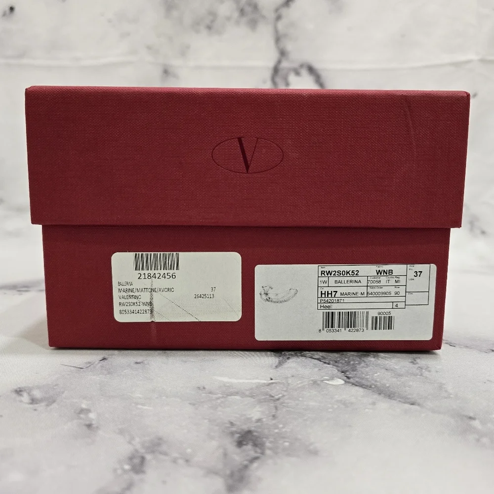 NIB Valentino Garavani Ballerina Espadrille Bow Flats in Red White & Blue Canvas